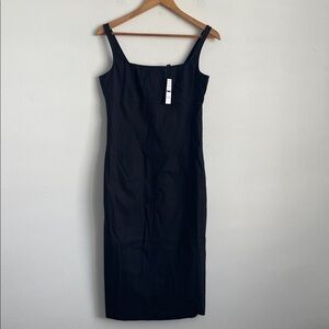 J. Crew Squareneck seamed midi dress Size 4‎ in Black Color